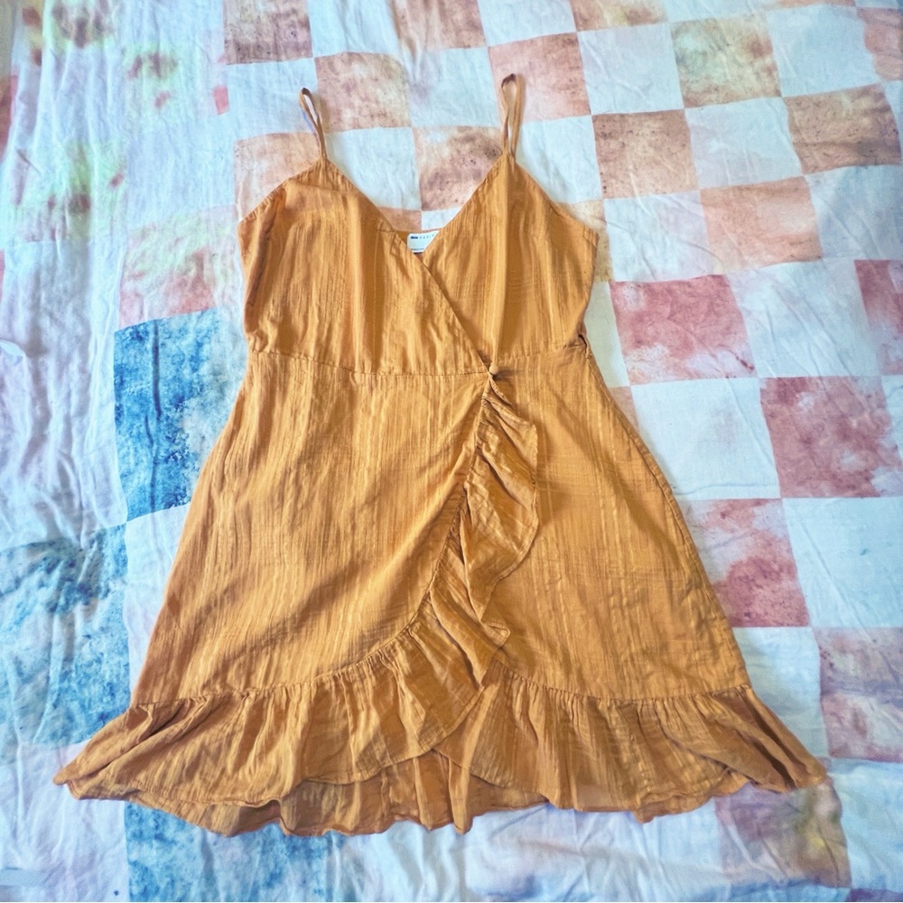 ASOS Ruffle Wrap Sundress 12 Orange - Picture 5 of 12